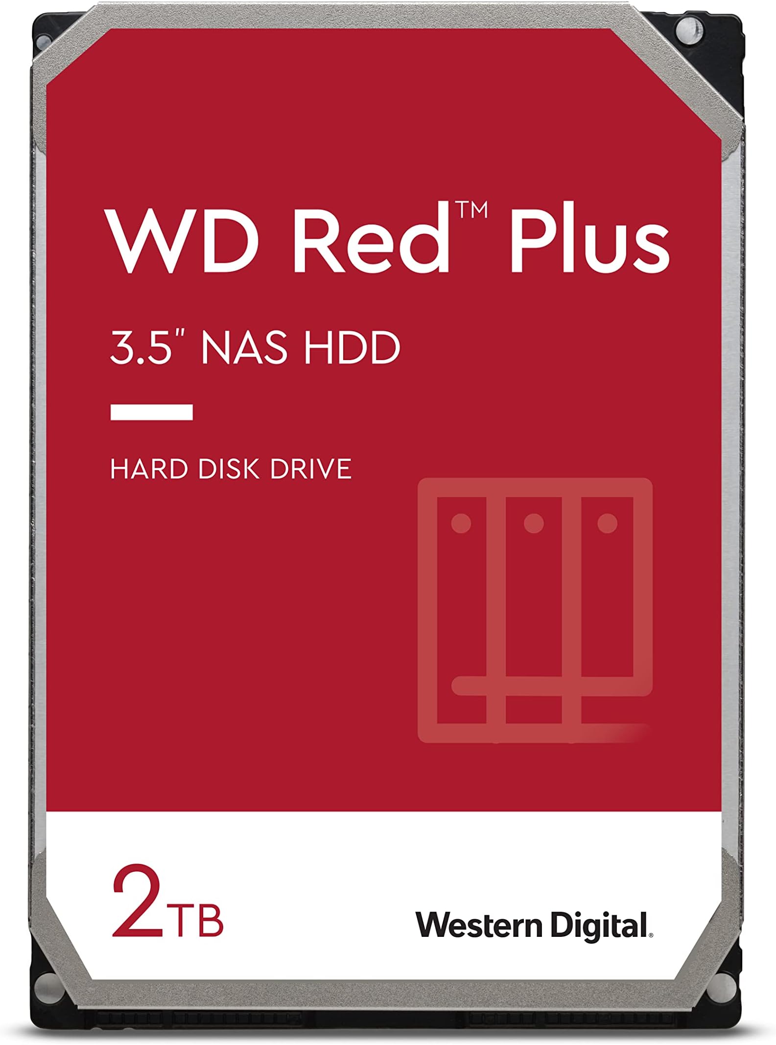 2TB WD Red Plus NAS Internal Hard Drive HDD - 5400 RPM, SATA 6 Gb/s, CMR, 64 MB Cache, 3.5" - WD20EFRX