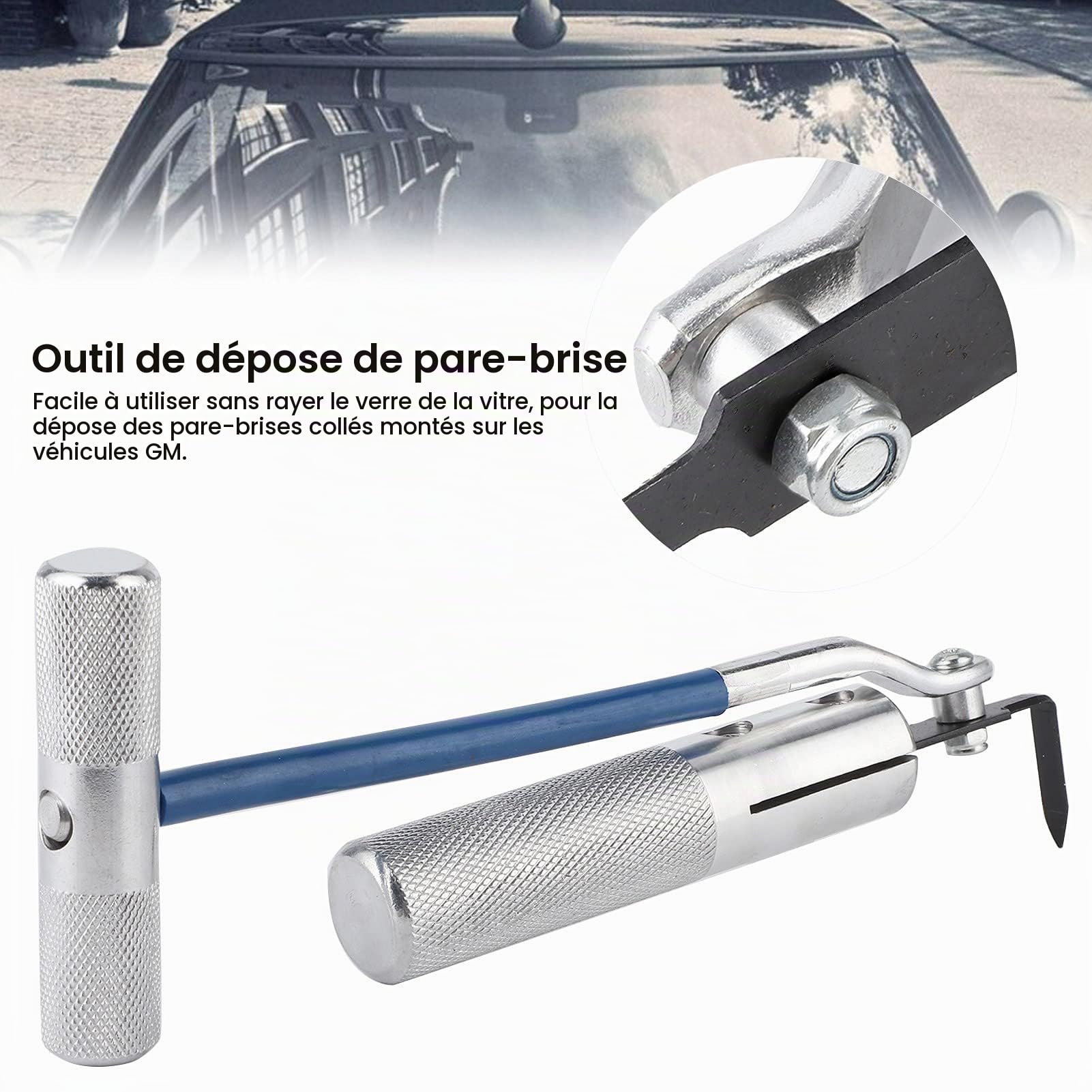 Joyzan Outil Retrait Pare Brise étanche, Kit Enlèvement Parebris Démontage | Manuel Réparation écran Fenêtre Avant Grattoir Joint Caoutchouc Découpe Alliage Voiture Dissolvant Verre Couteau Coupe