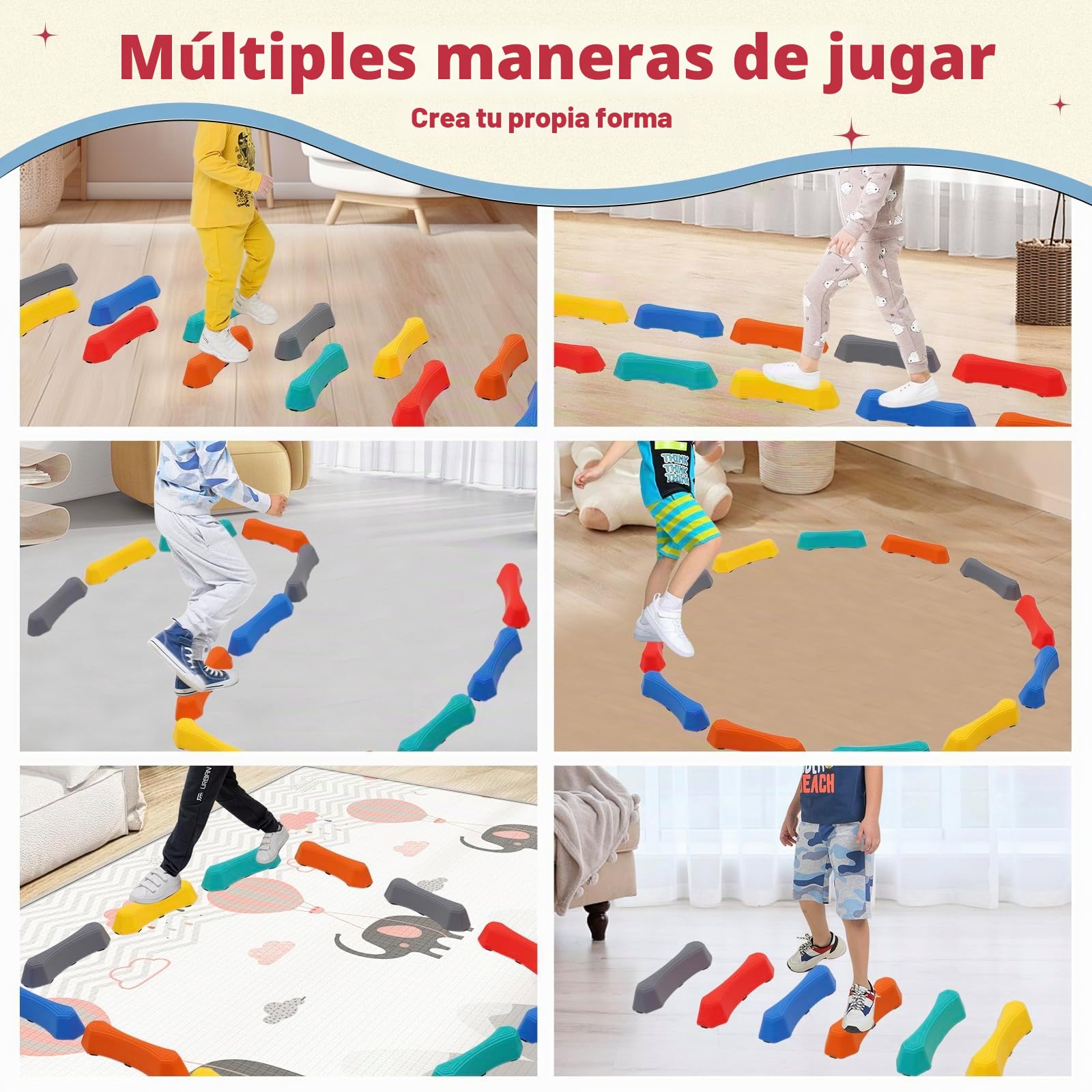 Juego De Equilibrio Con 12 Piedras Apilables De Colores – Tabla Sensorial Para Niños, Entrena Coordinación Y Motricidad En Interiores