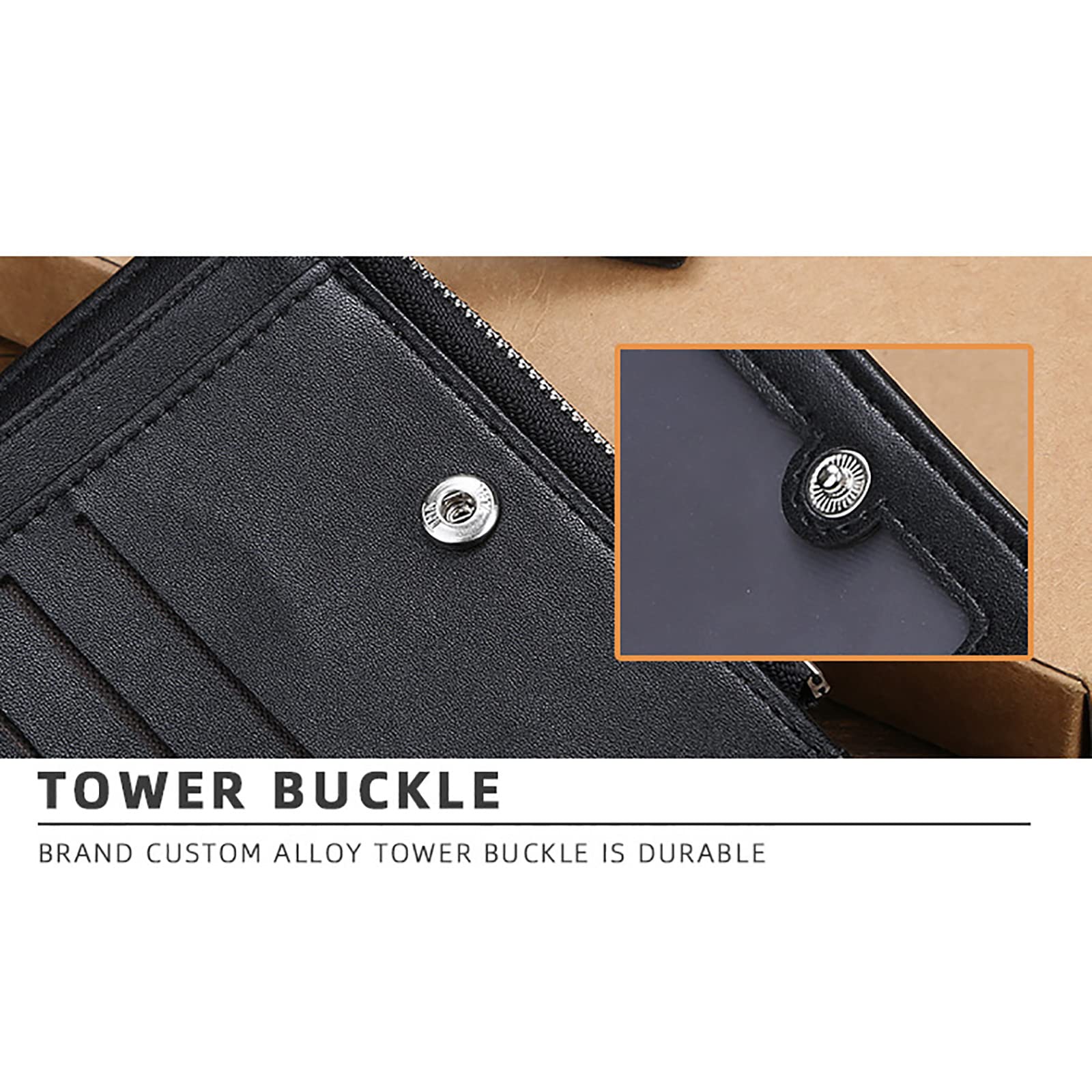 Portafogli da uomo con chiusura a scatto,Portafogli(Black)