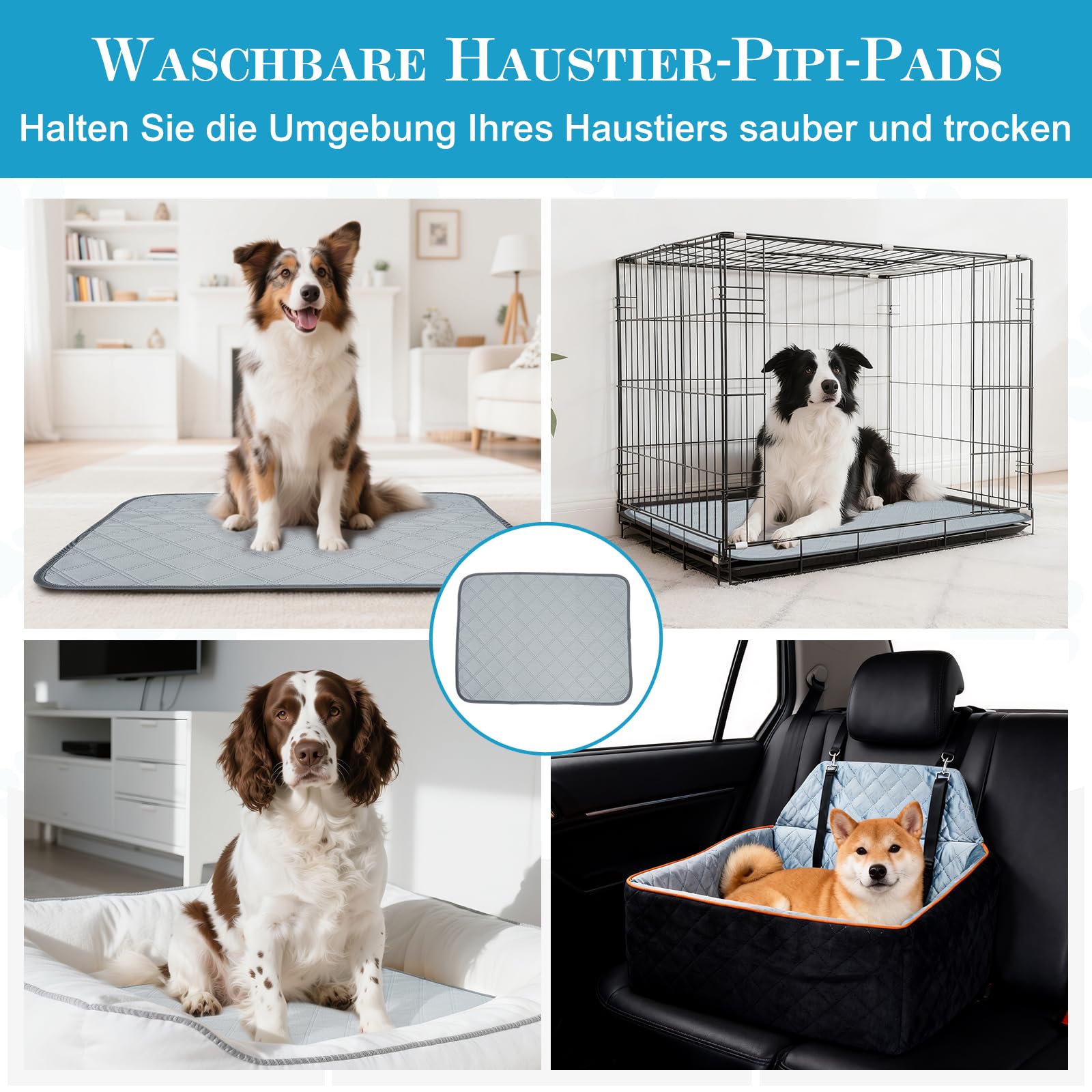 Asiento Perro Coche para Perros Medianos hasta 25 kg - Asiento Coche Perro Desmontable y Lavable con Base Antideslizante para Asiento Trasero