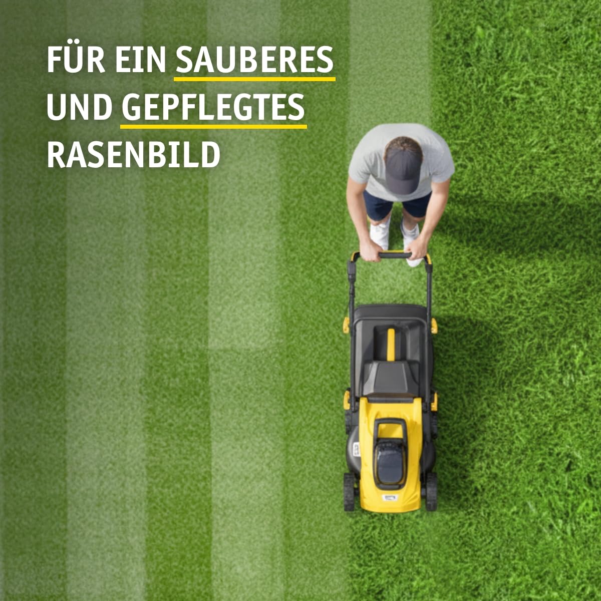 MISTER TOOL Akku-Rasenmäher 20V Brushless – 330mm Schnittbreite | Schnitthöhe 25–65mm | 35L Grasfangsack | klappbarer Griff | GS-geprüft | inkl. Akku & Ladegerät