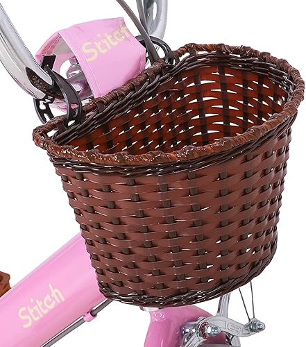 Miniatura 6 de JOYSTAR Bicicleta de 14 pulgadas para niñas de 3 a 5 años de edad, bicicleta para niños con ruedas de entrenamiento y cesta, bicicleta retro