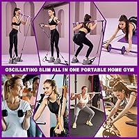 Vista 3 de Pilates bar kit Multiple Fitness bar with Resistance Bands, Ab Rollers.Core Strength Training Equipment. Squat Machine for Men and Women.Portable