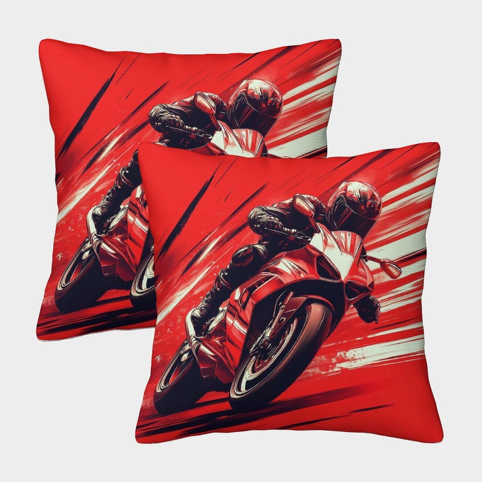 kaiyun 2 Pack Red Abstract,Motocross Pillow Case 40x40cm 3D Printing Cushion Cover,home Decoration Sofa Cushion