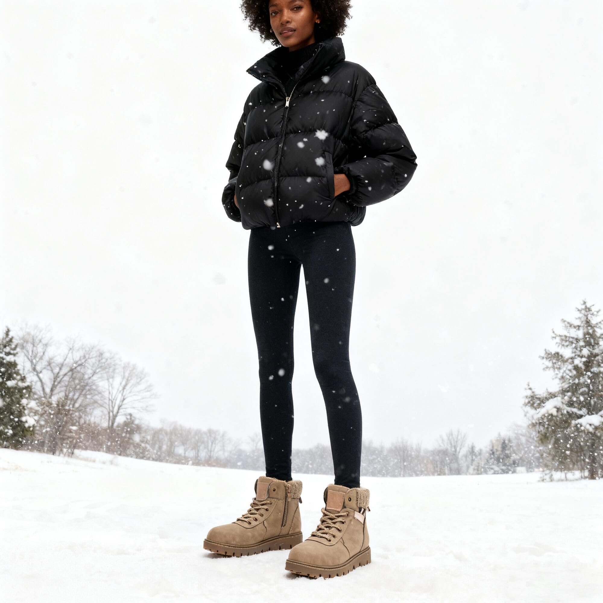 GLAMORA Botines de Invierno para Mujer, Botas de Nieve con Pelo, Cómodas y Antideslizantes, Cremallera Lateral y Cordones