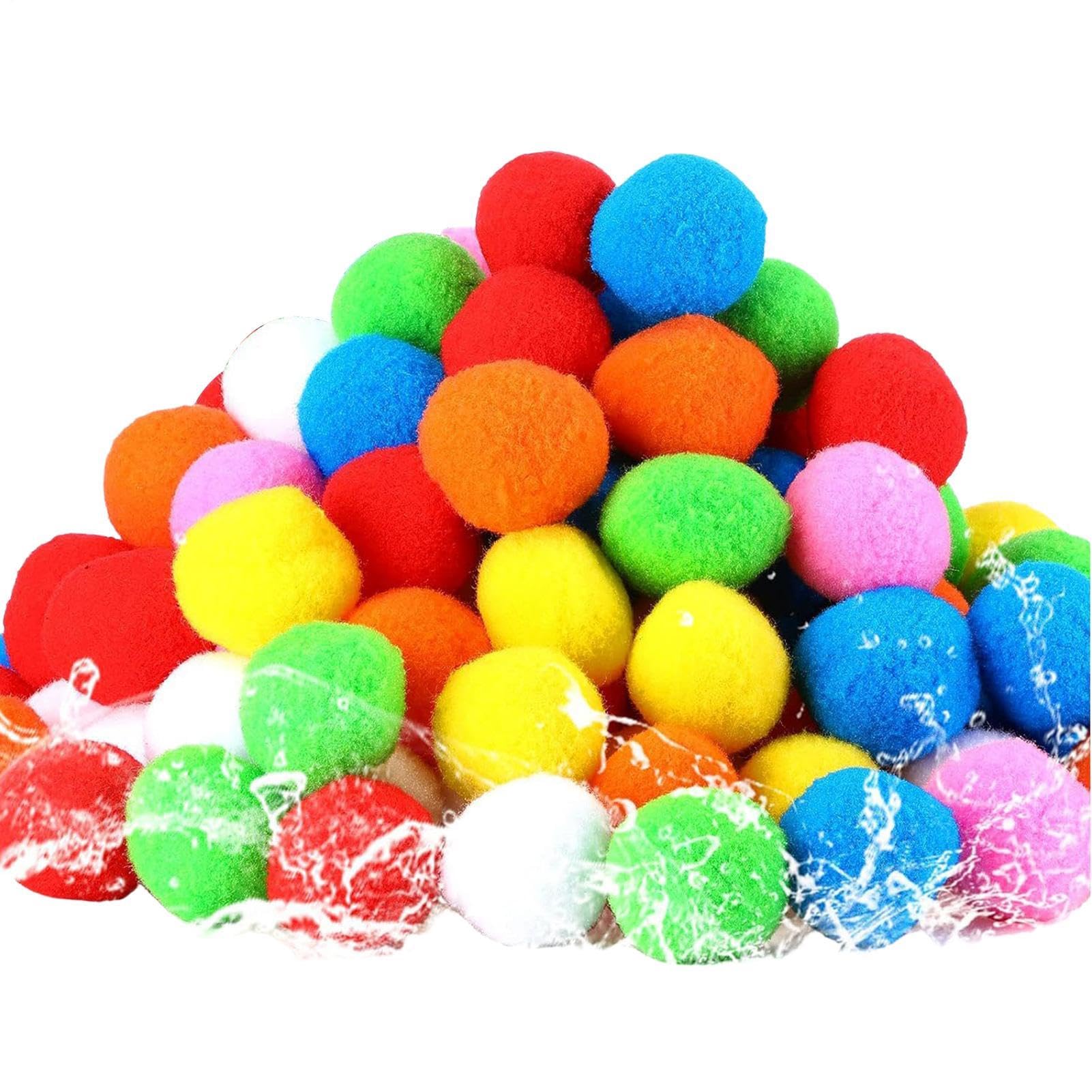 Sdtgrtht Reusable Water Sponge Balls, with Mesh Bag, 7colors, 60 Pieces, 25x23x10cm, Fun Soft Colorful Soakers, Highly Absorbent Water Bombs Ball, for Outdoor Toys and Games, Beach and Pool Fun