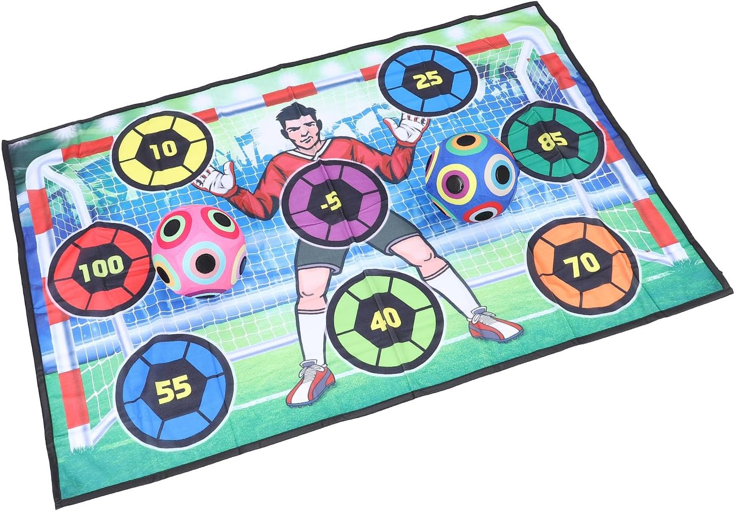 Soccer Game Set for Kids, Soft Cotton Balls Strong Hook and Loop Indoor Soccer Goal, Backyard Games with 2 Balls Air Pump for Indoor Outdoor Use