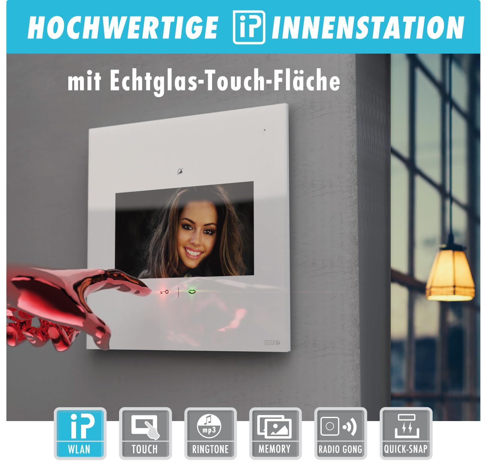 m-e Vistadoor Vistus Video-Türsprechanlage | Aluminium Außenstation für 1-Familienhaus | 7“ Innenstation | iP Türklingel mit Kamera | 4-Draht Freisprechanlage Video Sprechanlage Einfamilienhaus