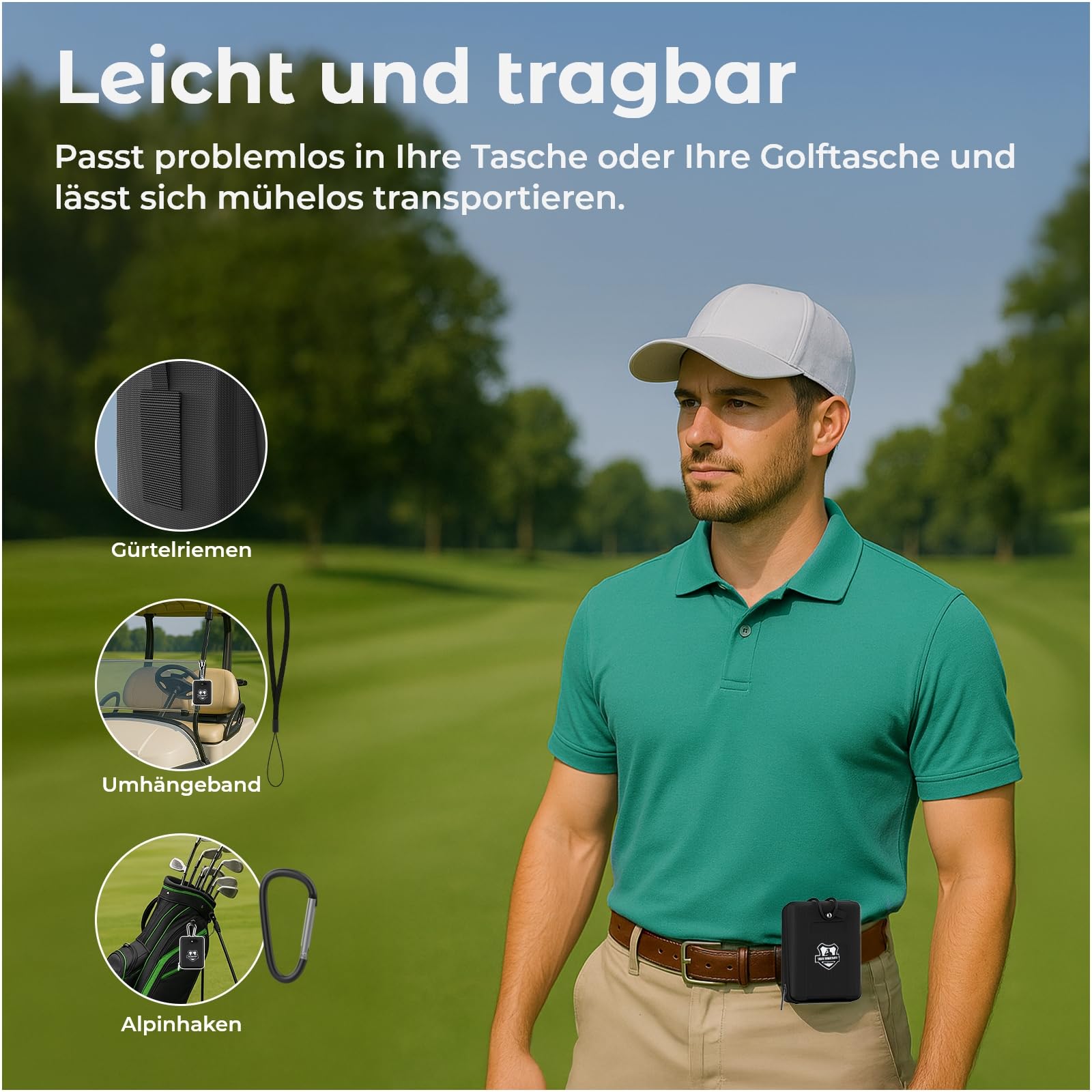 Golf Entfernungsmesser 1097M von WanderS – Laser Messgerät mit Neigungsfunktion On/Off, Flaggensperre & Vibration, 6X Zoom, Turniermodus, Seitenanzeige, USB-C Aufladung – Golfzubehör Herren