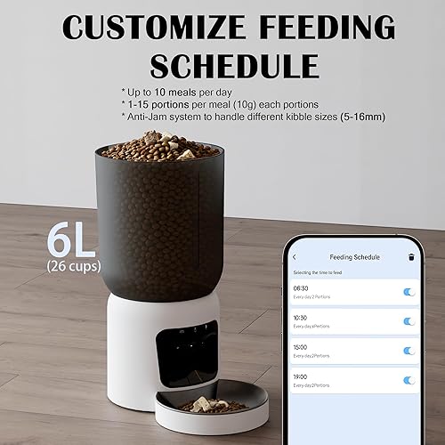 Miniatura 3 de Comedero automático para gatos con cámara HD 2K, WiFi 2.45G 6L, alimentador automático para gatos y perros, control de aplicación, dispensador