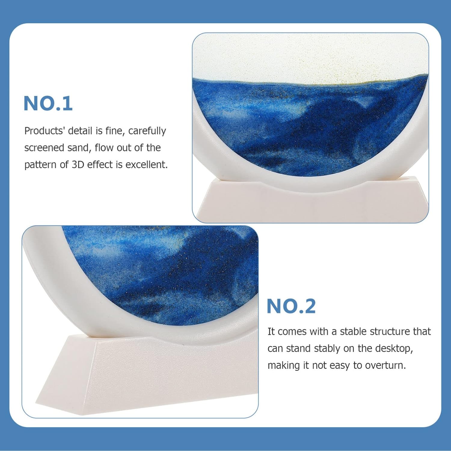 Tofficu Moving Sand Art Decor Sandscapes Decorative Desktop Sand Art Picture Elegant Relaxing Toy for Home Office Unique for Year Birthday Weddings