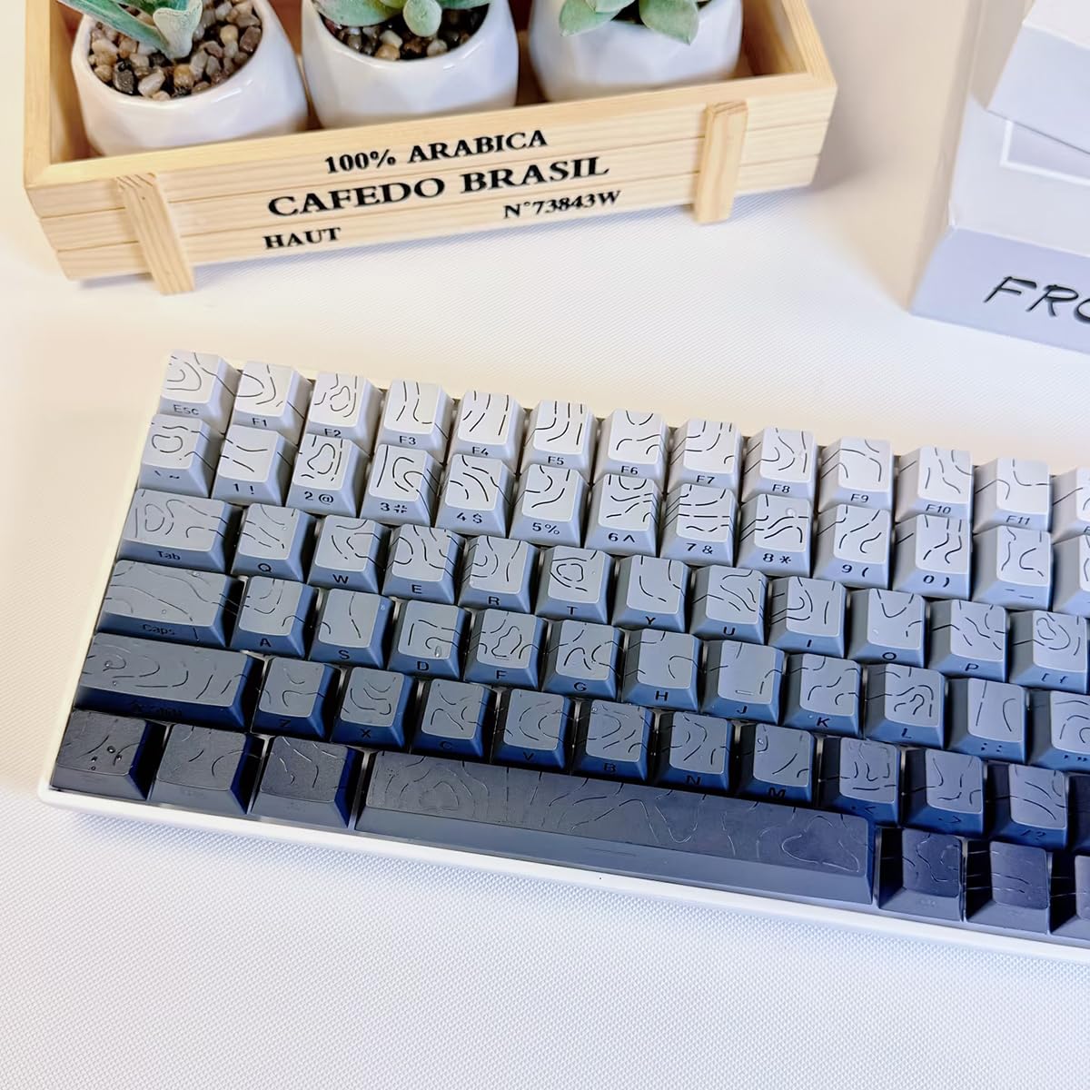 Juego de 134 teclas PBT de doble disparo Cherry Profile Shine Through Topographic Keycaps para teclado mecánico Cherry Mx 61/64/87/104/108