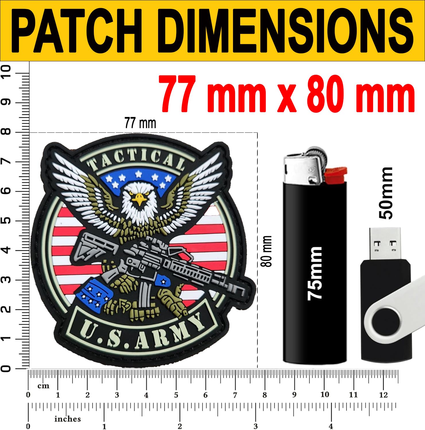 Ecusson PVC US ARMY Patch 3D PVC Scratch Hook Loop 80X75mm Ecusson PVC US ARMY Patch 3D PVC Scratch Hook Loop 80X75mm