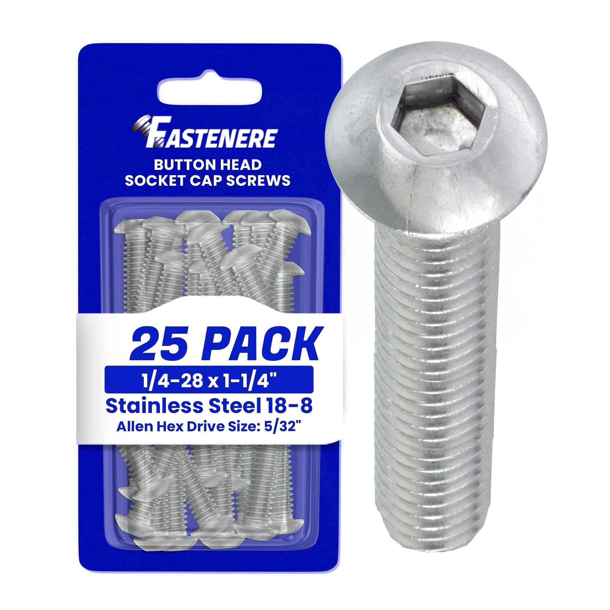 Fastenere Button Head Socket Cap Screws - 1/4-28 x 1-1/4