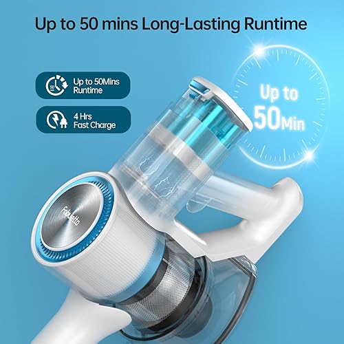 Miniatura 2 de FABULETTA Batería para aspiradora inalámbrica FSV009, 2200 mAh, recargable y desmontable, color blanco y azul