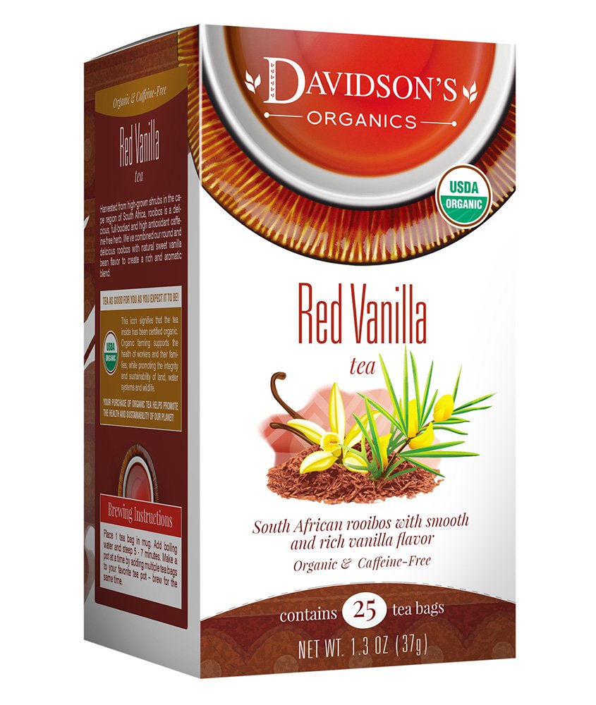 Davidson's Organics, Red Vanilla, 25-count Tea Bags, Pack of 6USDA Organic