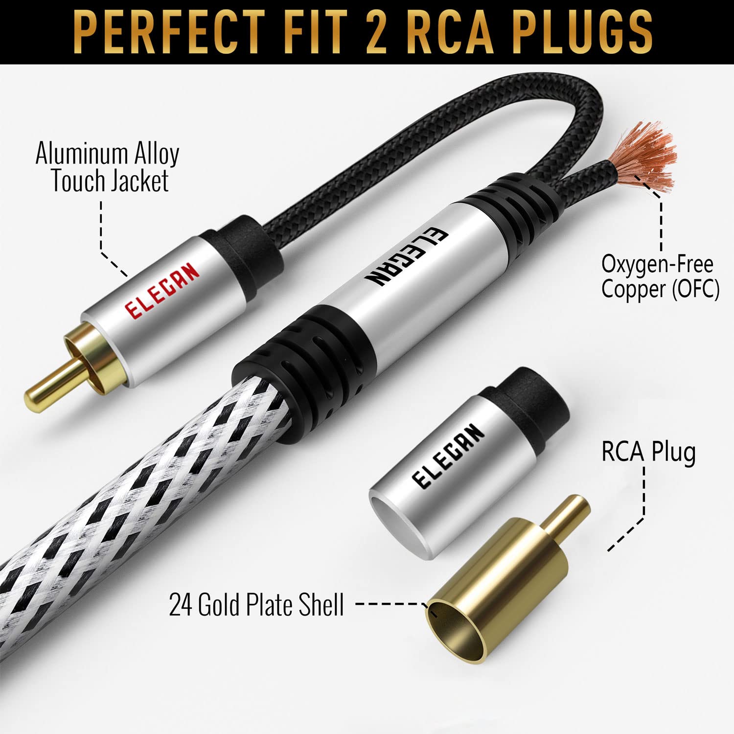 SOUNDFAM - Cable RCA De 6 Pies/2 M, 2 Macho A 2 Macho RCA Audio Estéreo