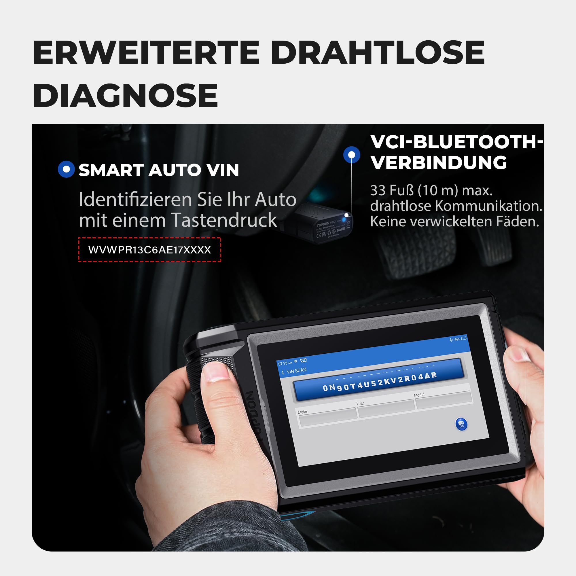 TOPDON ArtiDiag800 BT2 OBD2 Diagnosegerät mit Alle Systemdiagnosen &28 Servicefunktionen, Bidirektionale Kontrolle/Aktive Test, Auto Diagnosegerät mit Bluetooth deutsch, 2 Jahre kostenlose Updates
