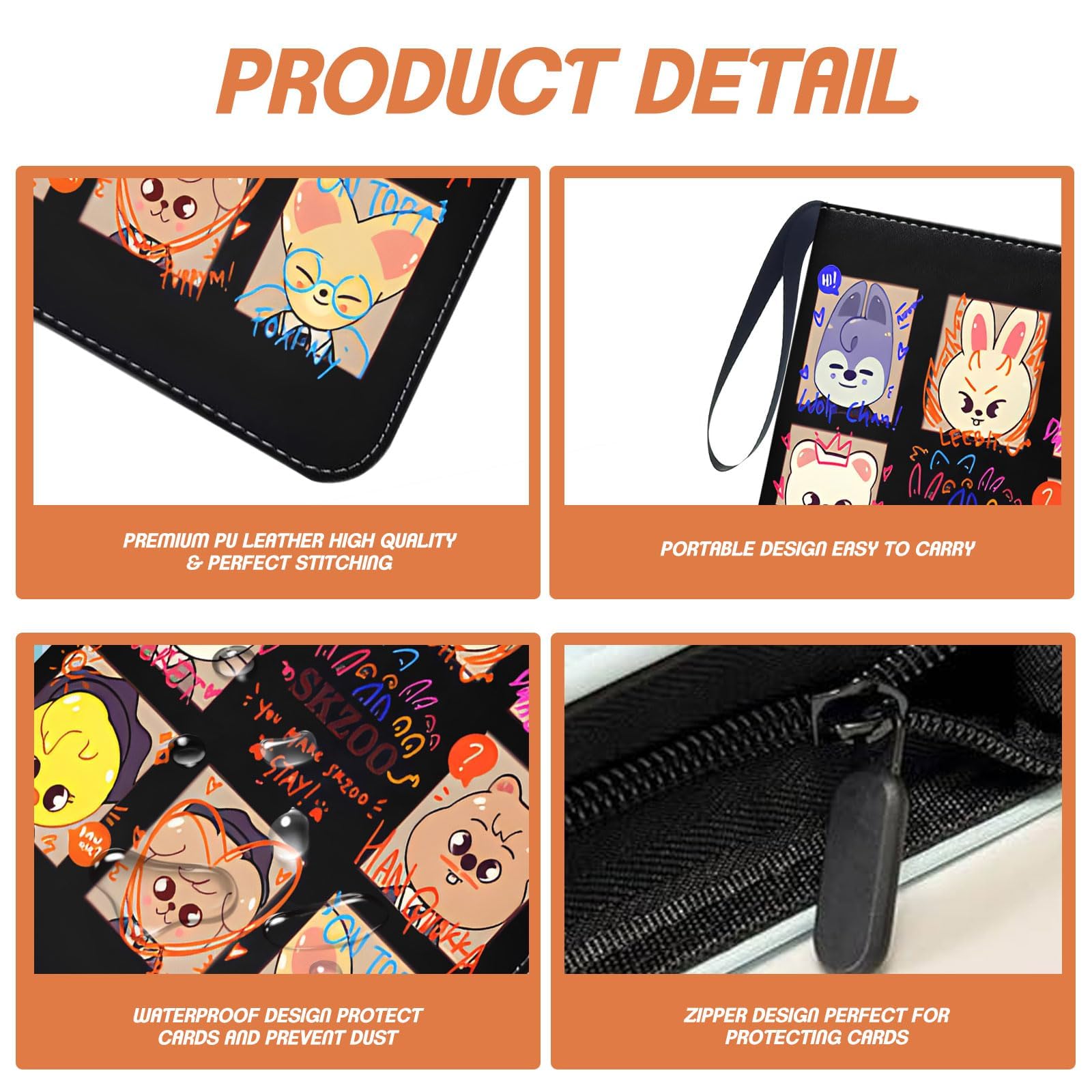 Stray Kids Photocard Binder 400 Pockets, 3 Ring Kpop Binder with 4 Pockets, Total 50 Pages, Cute Cartoon Card Collector - Image 4