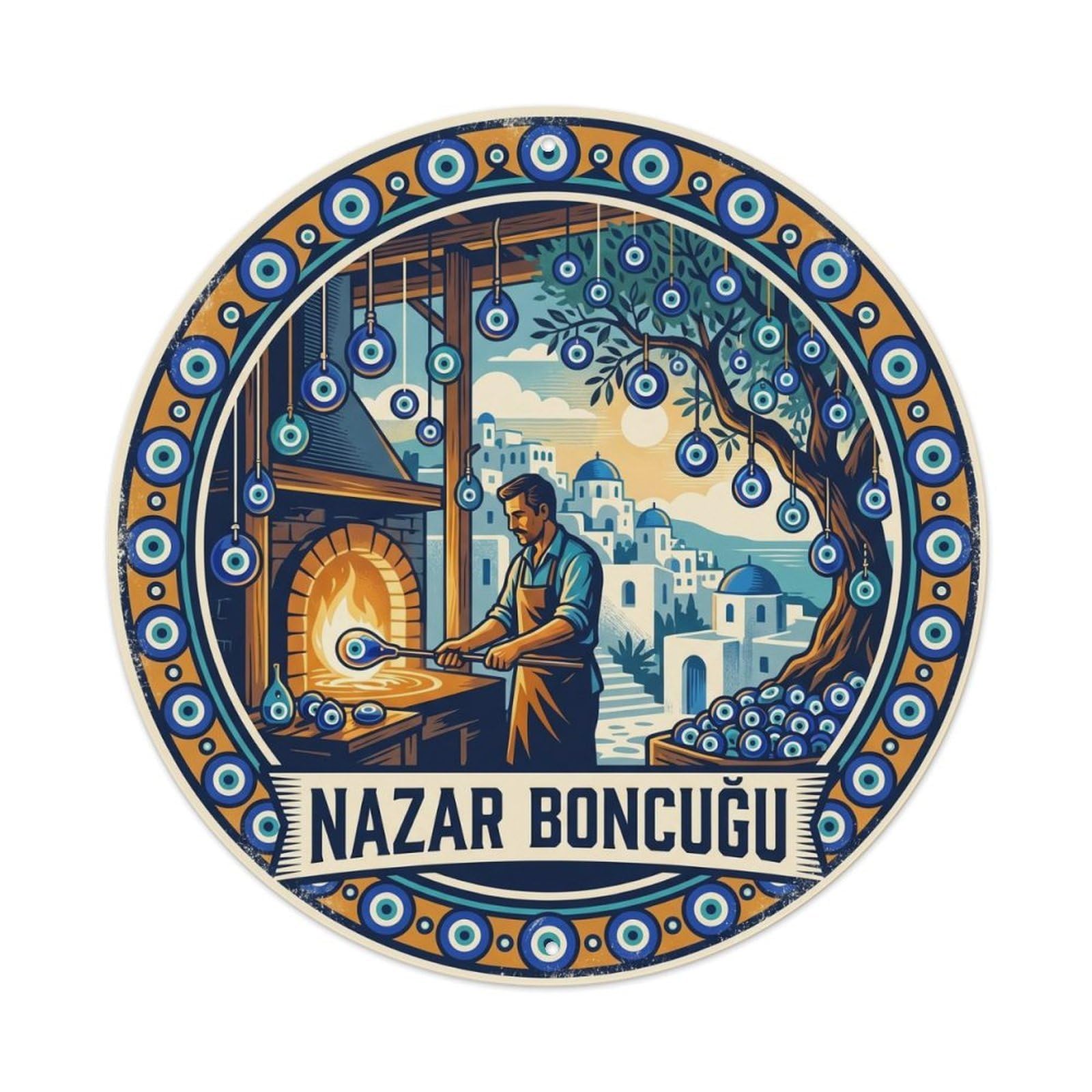 Nazar Boncuk Evil Eye Turkey Travel Heritage Bold Color Metal Tin Sign