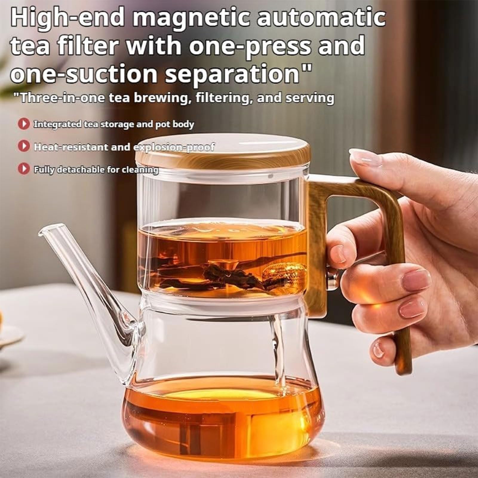 Théière en verre – Bouilloire transparente de séparation de l'eau | théière résistante à la chaleur | Appareil de brassage en verre trempé haute résistance, équipement de service professionnel