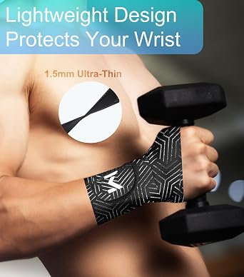 2 Pcs Ultra-Thin TFCC Wrist Brace,Adjustable Wrist Support for Tendonitis, Sprains, Fitness, Weightlifting, Sports, Wrist Wrap Pain Relief, Wrist(5-7.5) (Black)