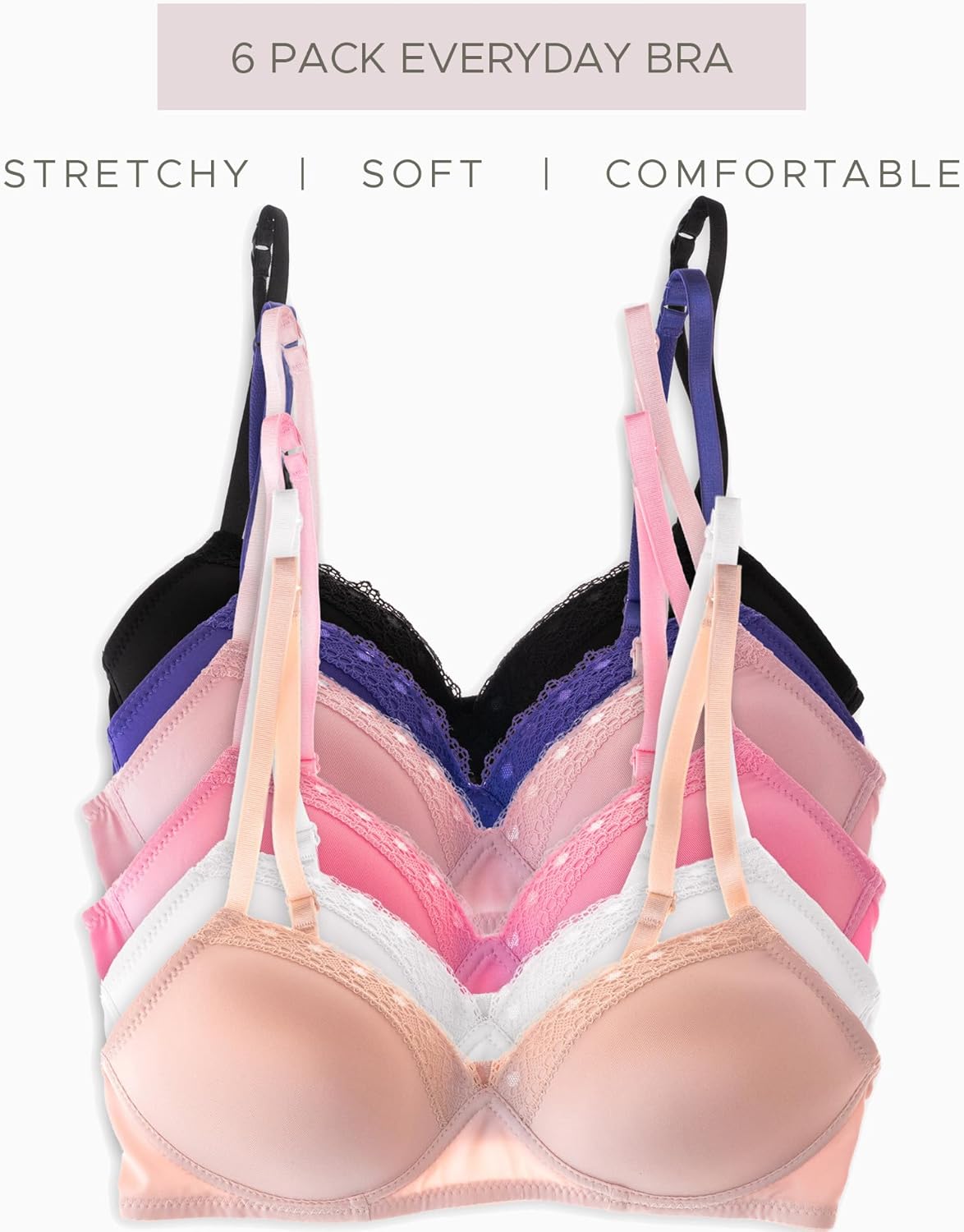 Alyce Ives Intimates Girls, Teens & Petite Women Lightly Padded A Cup Bra-6 Pack - Image 2