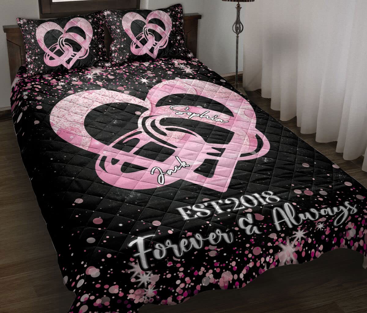 Couple Precious Moment First Year Love Together Anniversary Valentine's Day Romantic Quilt Bed Set P