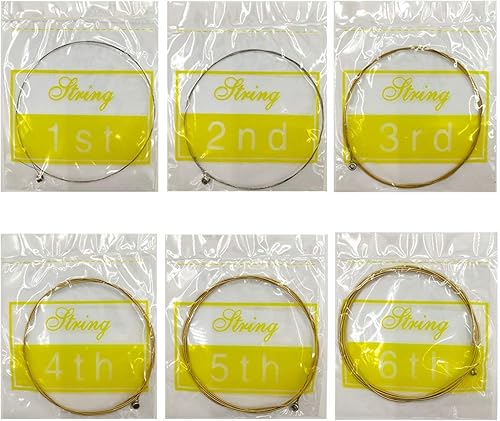 Miniatura 5 de Cuerdas de guitarra acústica, 3 juegos completos con núcleo de acero inoxidable, bronce fósforo, cabeza de cuentas niquelada, incluyendo E-1st B-2nd