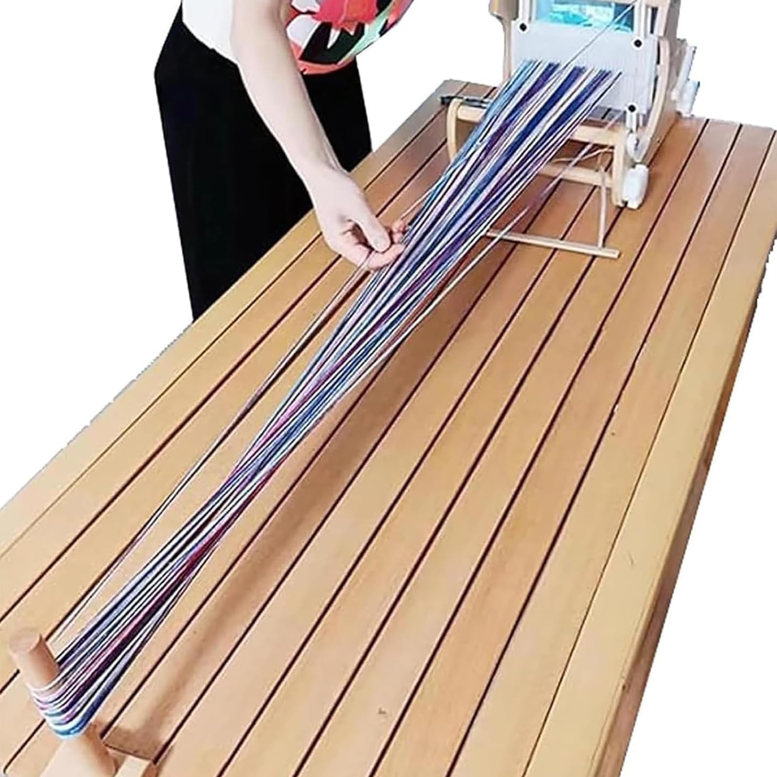 Webset, Tisch-Webrahmen-Set aus Holz mit Starren Litzen und Webschiffchen, Webbreite 20 cm