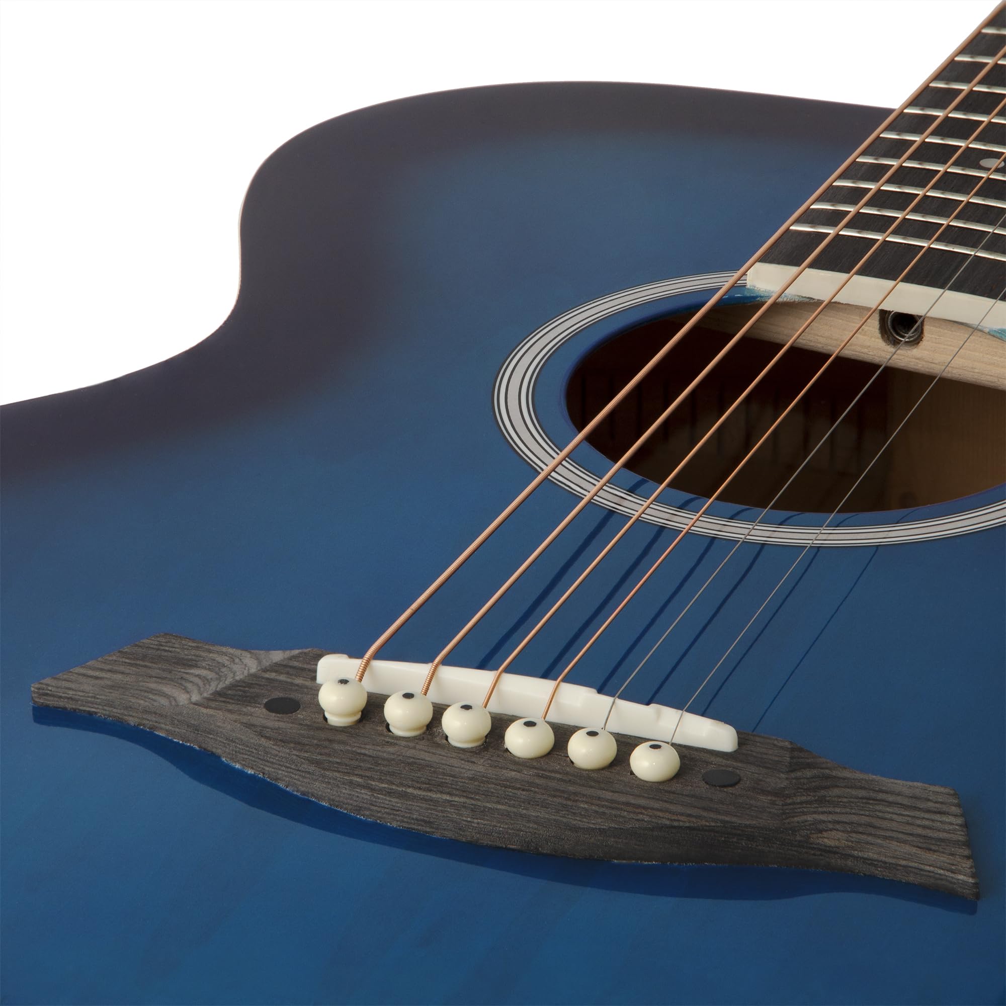 Tiger Mała Gitara Akustyczna Full Size dla Początkujących - Niebieska | Pełnowymiarowa gitara z kompaktowym korpusem, idealna dla początkujących i nowych gitarzystów
