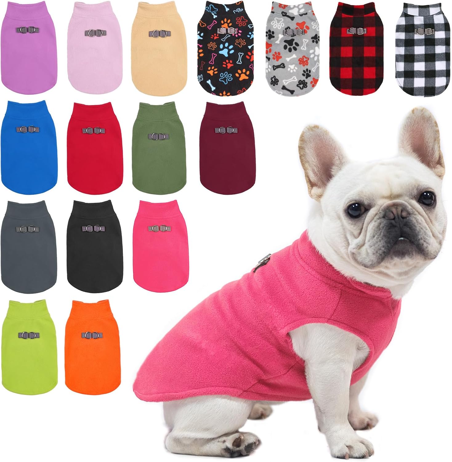 BEAUTYZOO Dog Fleece Vest Sweater Winter Jacket for Small and Medium Dogs with D-Ring Leash Cold Weather Coat Hoodie for XS S M Dogs Boy or Girls