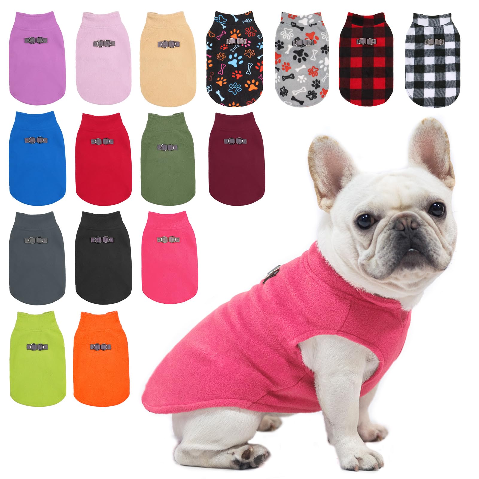 BEAUTYZOO Dog Fleece Vest Sweater Winter Jacket for Small and Medium Dogs with D-Ring Leash Cold Weather Coat Hoodie for XS S M Dogs Boy or Girls,Rose