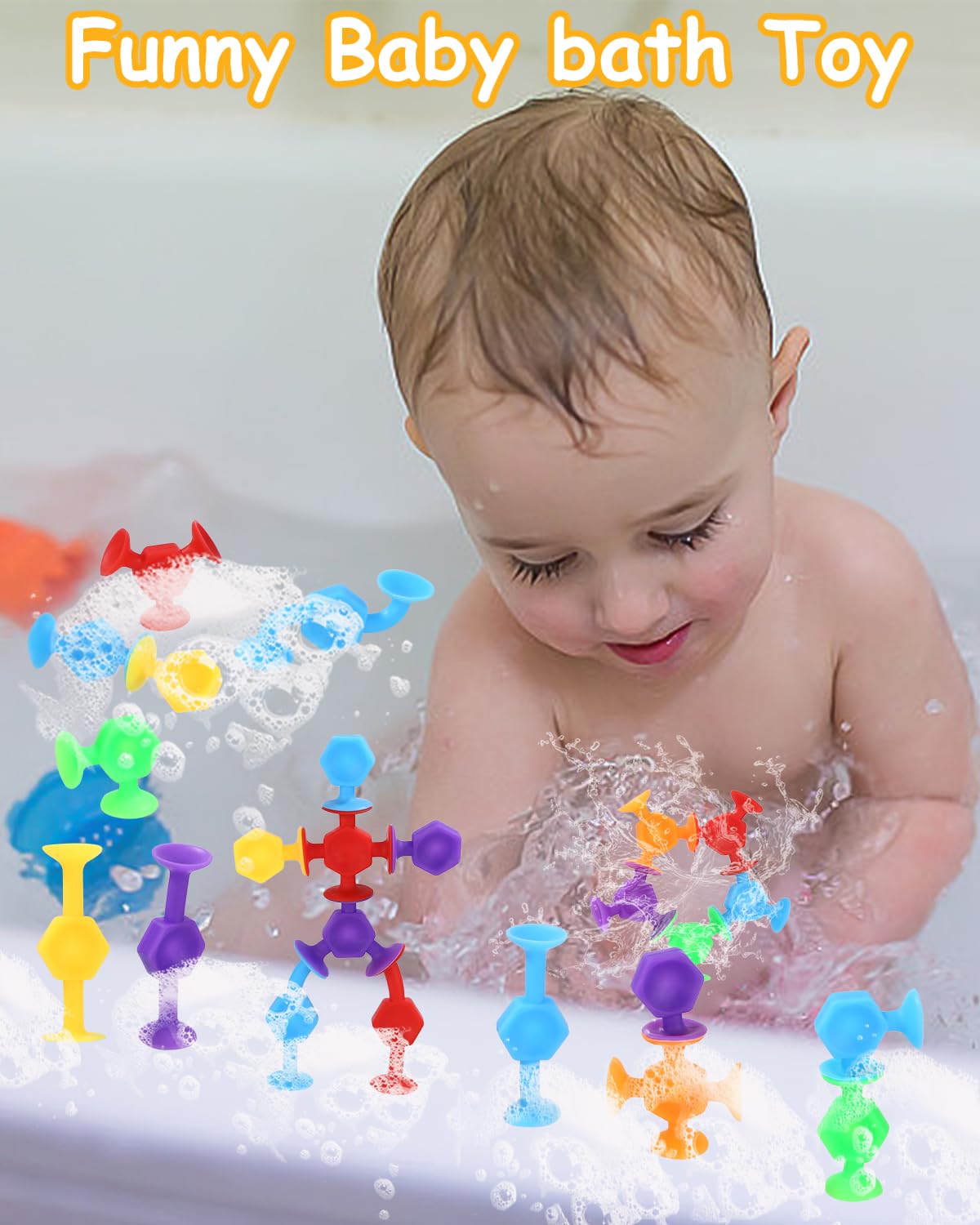 53 Pezzi Giocattoli A Ventosa Sensoriali - In Silicone, Con Organizzatore, Per Bambini 3-8 Anni | Gioco Educativo E Creativo - Foto 7