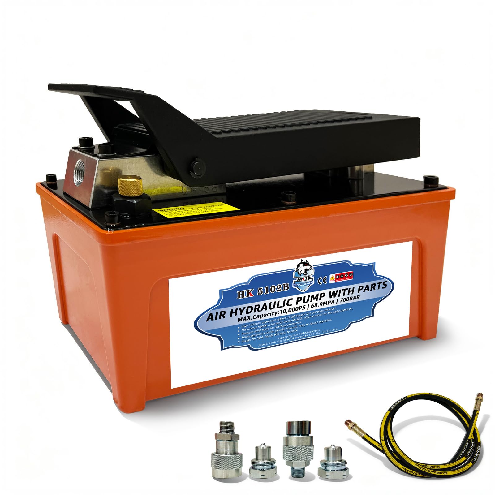 Amazon.com: HKTE Air Hydraulic Pump, Pedal-Activated, High-Pressure 10K  PSI, 0.5 Gallon Tank, Industrial Grade (2xProfessional Quick Connector) :  Industrial & Scientific