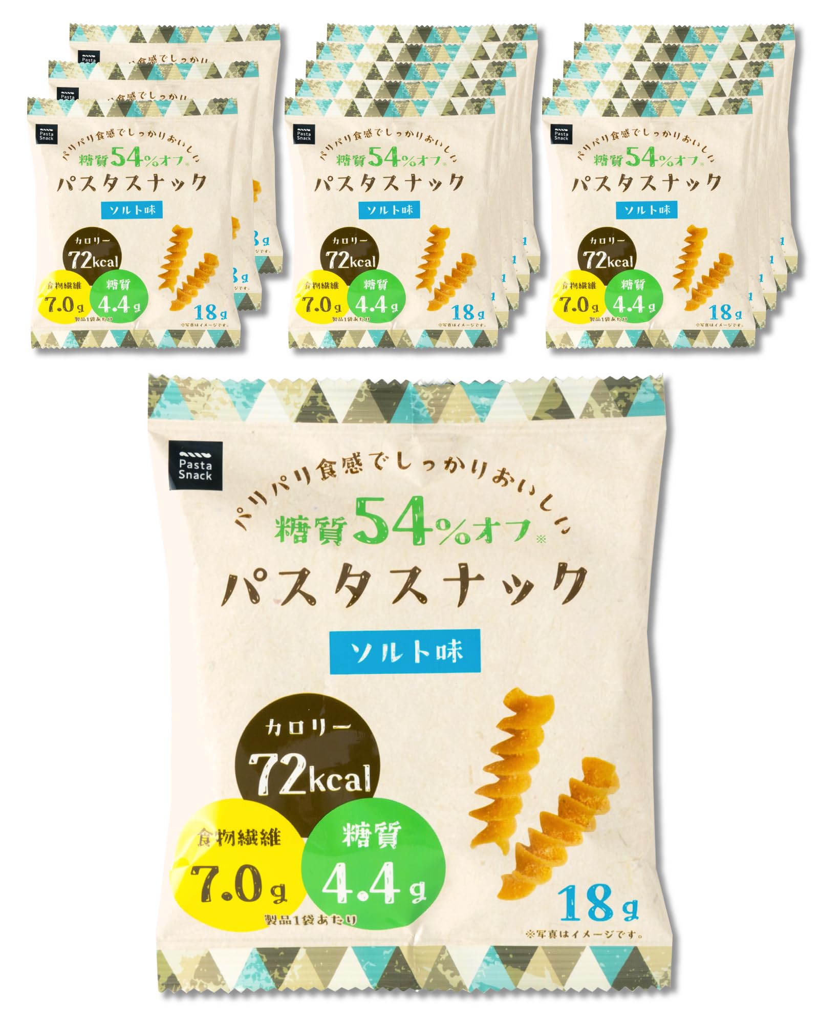 低糖質 糖質オフ パスタスナック 食物繊維 低カロリー お菓子 おやつ 三州総本舗 三州製菓 (ソルト味 14袋セット)