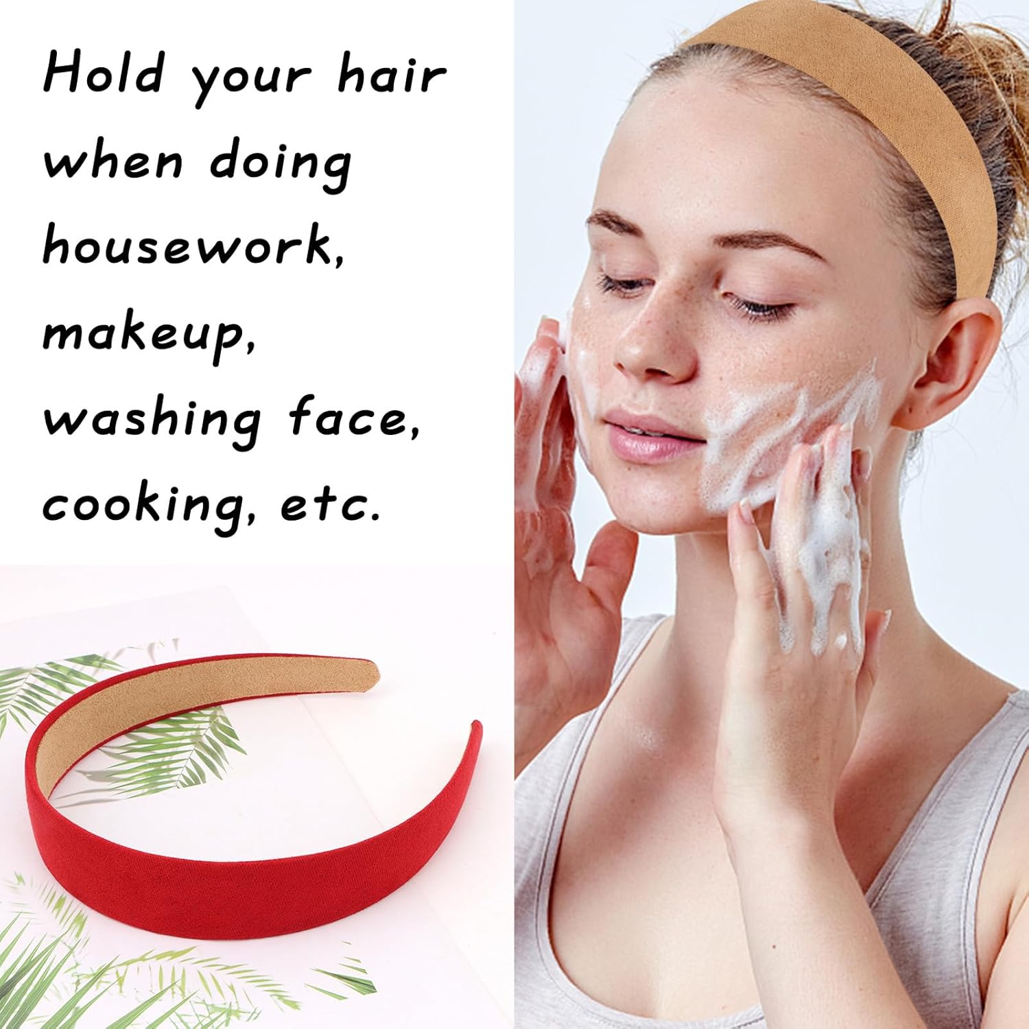 Wecoe 10pcs Headbands for Women Suede Like 1 Inch Wide Headbands Red White Black Pink Purple Blue Green Headband Non Slip Fashion Hair Accessories Women Diademas Para Mujer - Image 2