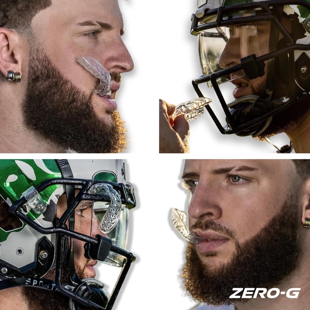 Zero-G - Protector bucal deportivo para adultos, color negro, tamaño adulto, ajuste personalizado de grado dental, baloncesto, fútbol, béisbol, hockey, lacrosse, molienda