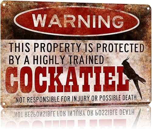 Funny Signs Metal Tin Poster 8x12inch Cockatiel Warning Sign Wall Art Decoration Painting For Home Yard Sign Outdoor Lawn Garden Office Decor
