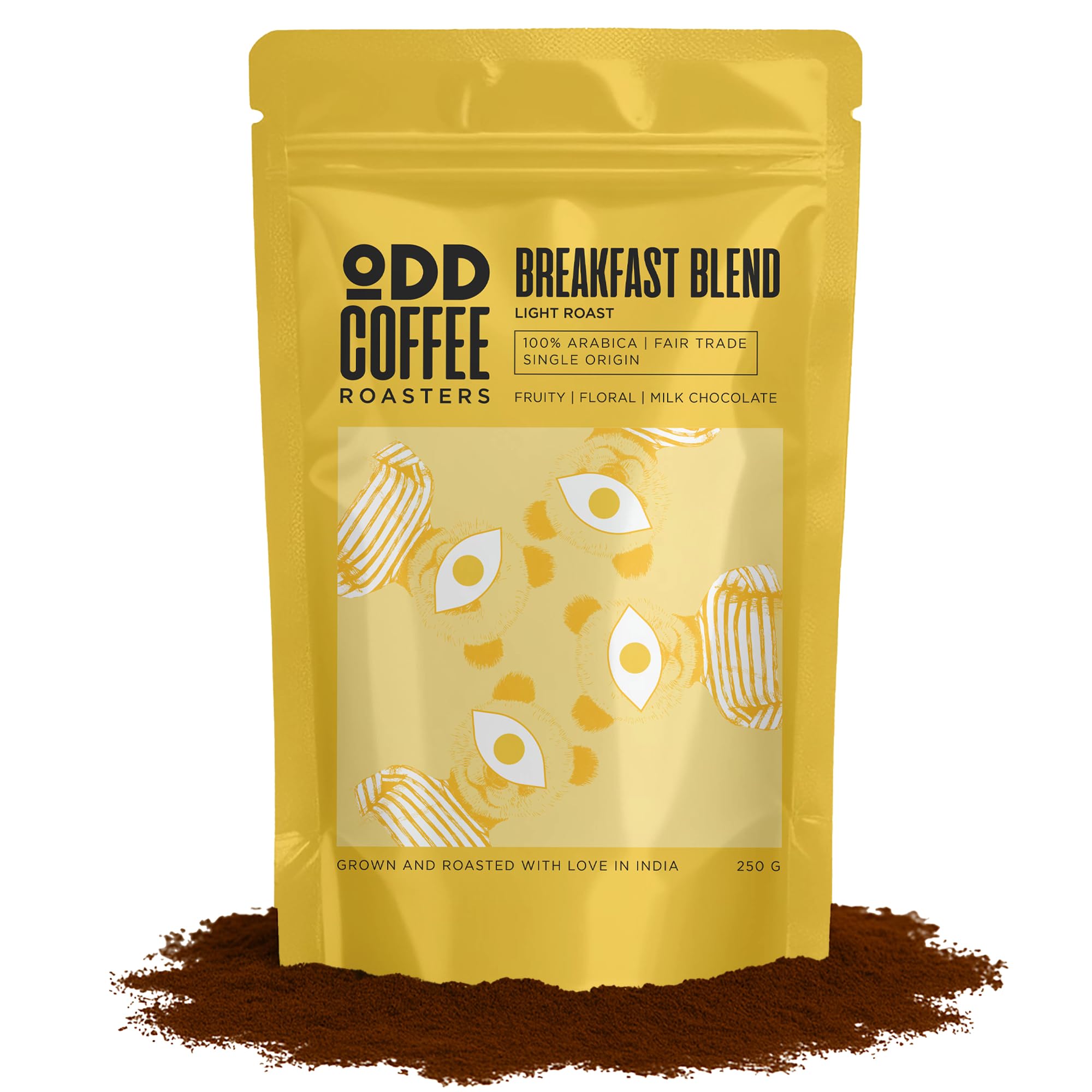 Breakfast Blend 100% Arabica Roasted Coffee Powder 250 gms Light Roast | AAA Grade Specialty Bean | Fruity, Floral & Milk Chocolate | Single Origin Ground Coffee for Home Machine