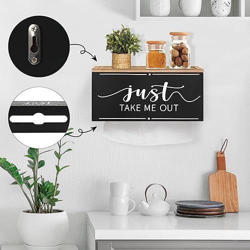 Miniatura 4 de Dispensador de toallas de papel de madera para montaje en pared, soporte de toalla de papel para encimera con tapa para el hogar y comercial, granja