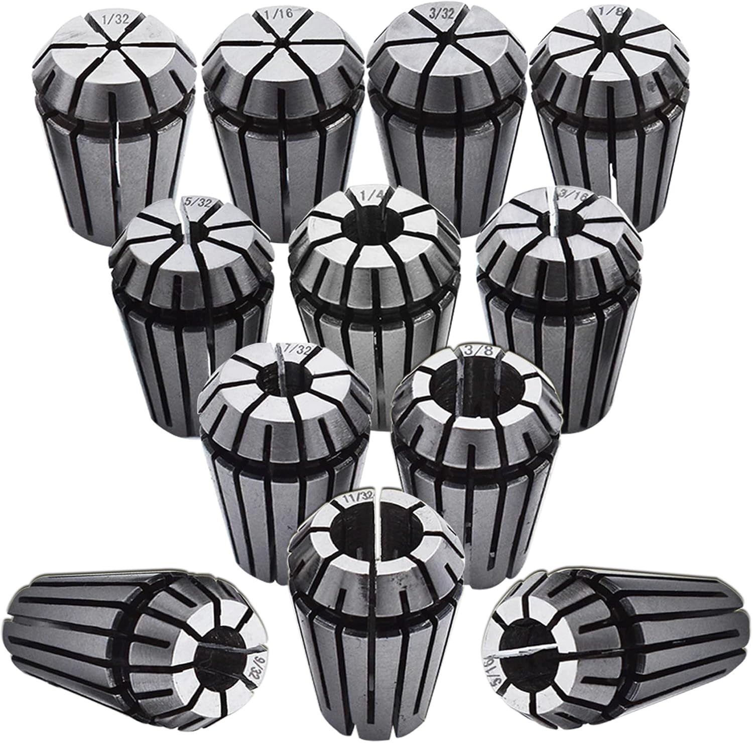 ER-16 Spring Collet Set 12 PCS 1/32-3/8 for CNC Super Precision Milling Lathe Tool Workholding Engraving