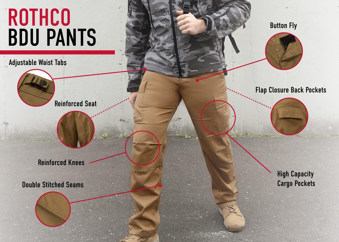Rothco Tactical BDU Pants – Rugged Cargo Outdoor Hiking EDC Work Uniform - Image 2