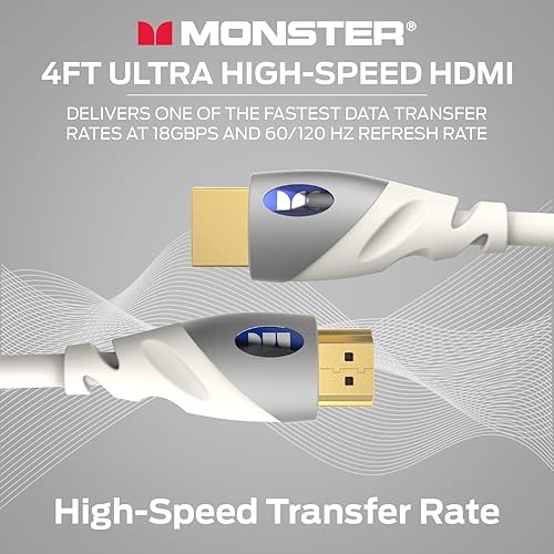 Miniatura 2 de Monster Cable HDMI 4k Ultra HD con Ethernet  Contactos de oro rosa de 24 k resistente a la corrosión y conexión V-Grip  Cable HDMI para PS3 y