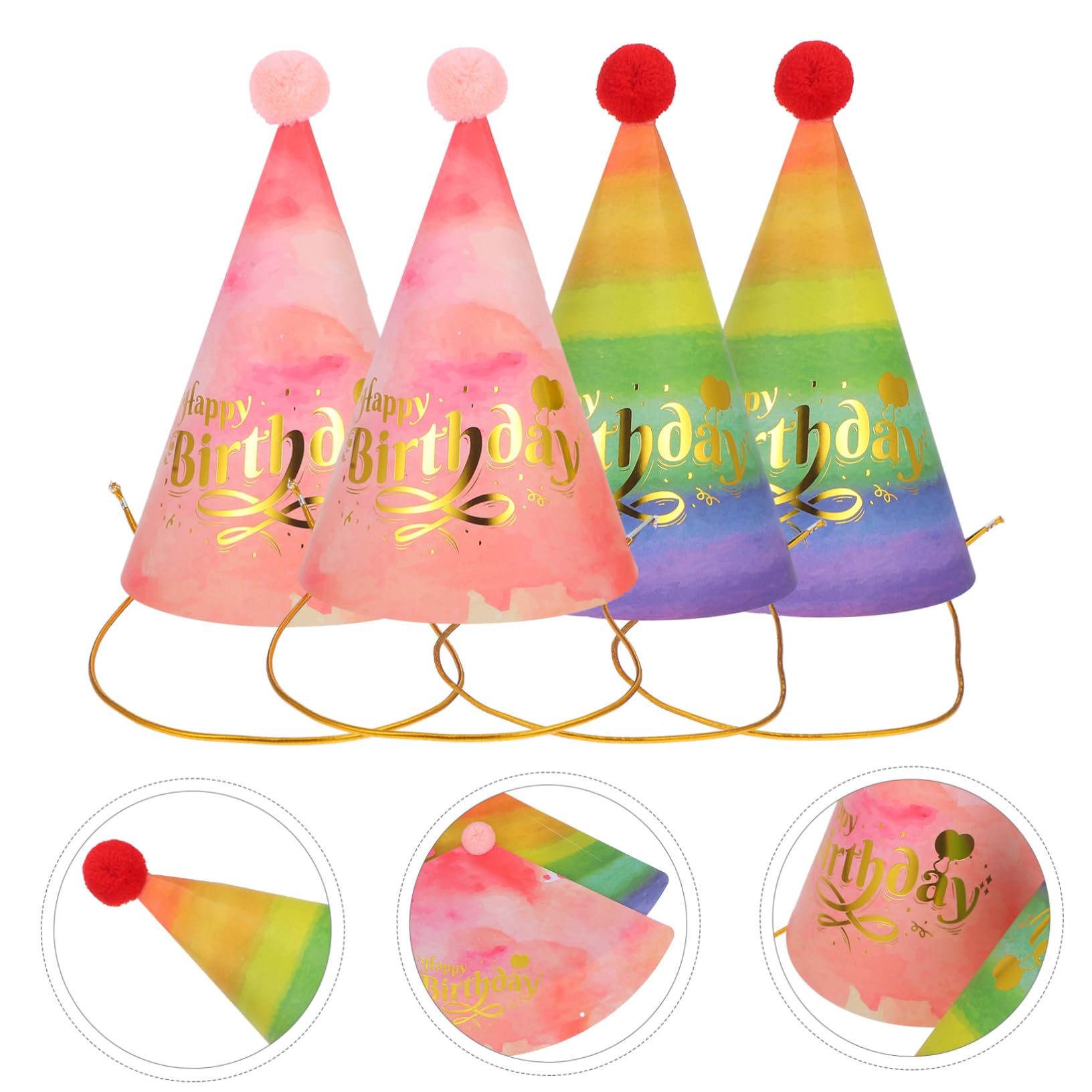 Alipis 16 Stück Regenbogen Papierhut Partyhut Requisite Geburtstagsparty Kegelhüte Partyhüte Kleine Geburtstagshüte Partygeschenke Geburtstagskopfbedeckung Für Party