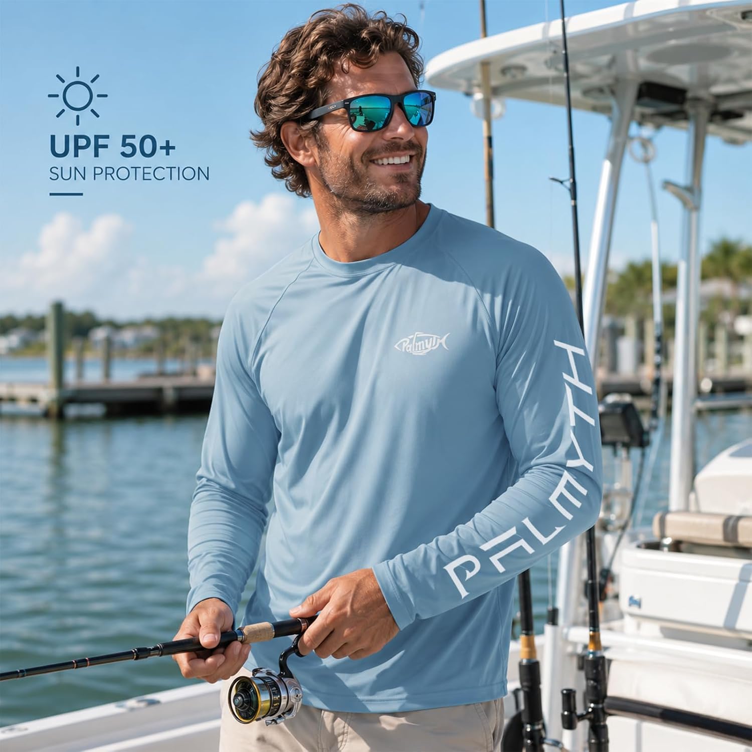 Palmyth Fishing Shirts for Men Long Sleeve UPF 50+ T Shirt Sun Protection Tee