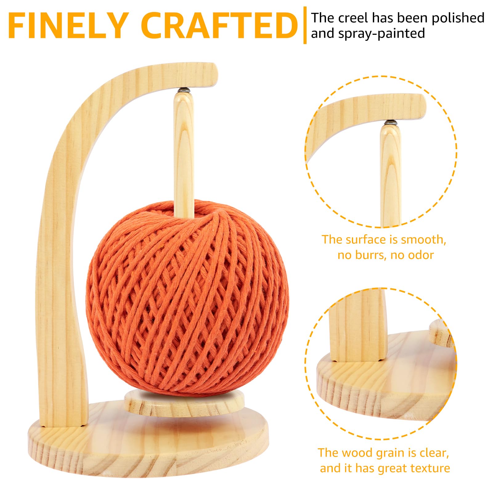 Support Magnétique Pour Pelotes De Fil à Rotation Lisse En Bois