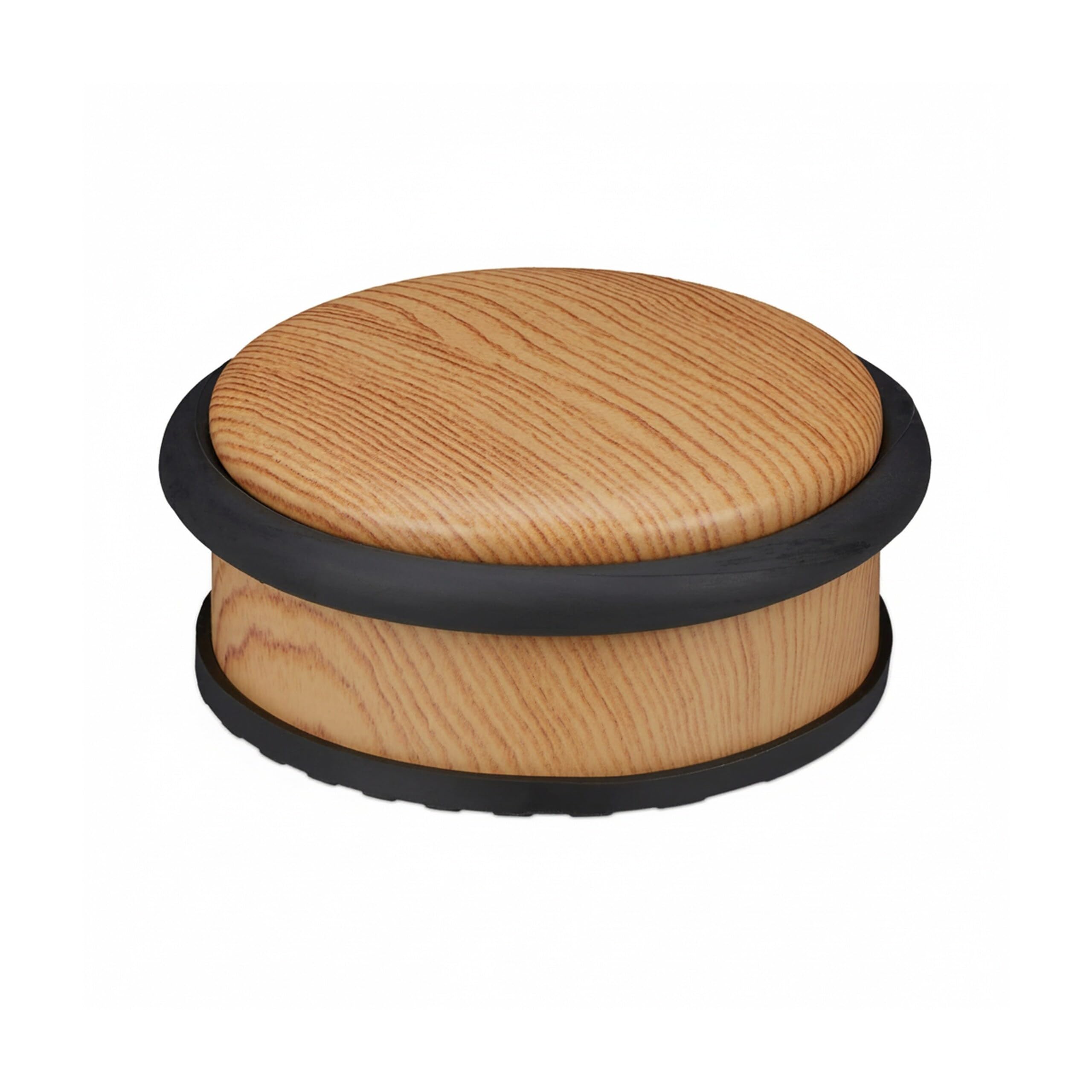 Relaxdays Fermaporta da Pavimento Piatto, Blocca Porta per Ante Pesante, Aspetto Legno, HxD: 5 x 10,5 cm, Marrone Chiaro