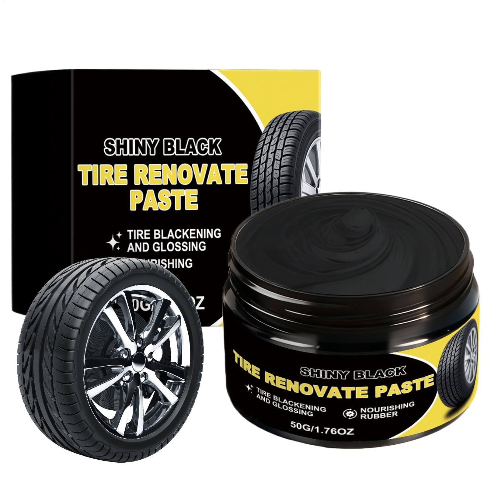 Muiltvoe Tire Wax,50g Cleaning Long-Lasting Detailing Restorer,Wheel Shine for Car Tires - for Polishing Nourishing Restoration Car Automotive Truck SUV RV Sedan Motorcycle